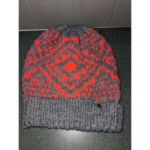 American Eagle AEO Knit Winter Beanie One Size Gray Hot Pink